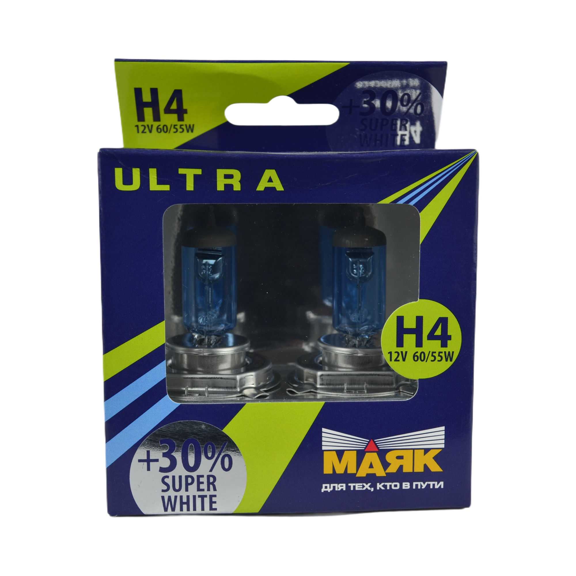 лампа галогеновая Н-4 МАЯК 60/55W +30% SuperWhite 82420SW+30 к-т (10)
