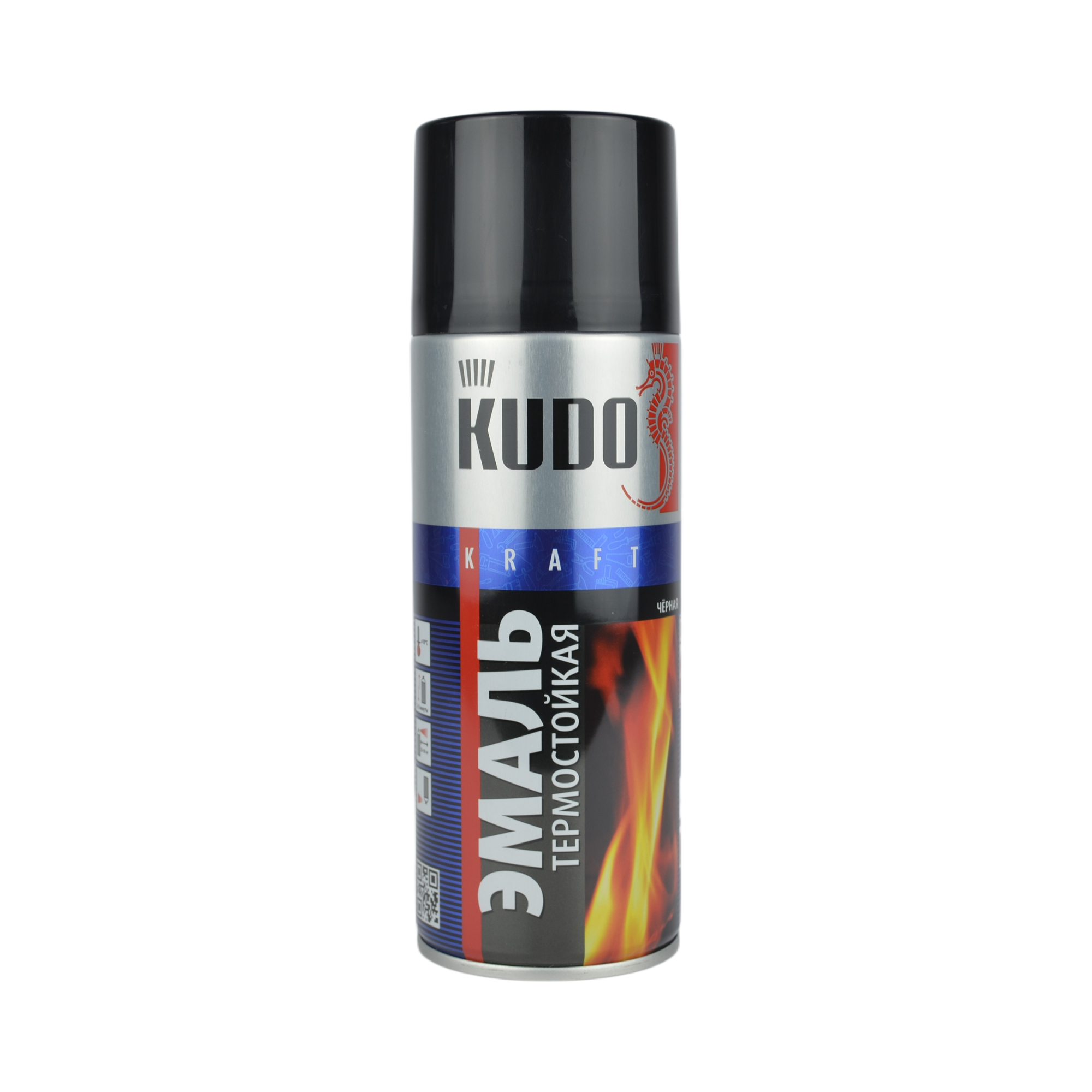краска KUDO черная термостойкая 520мл KU5002