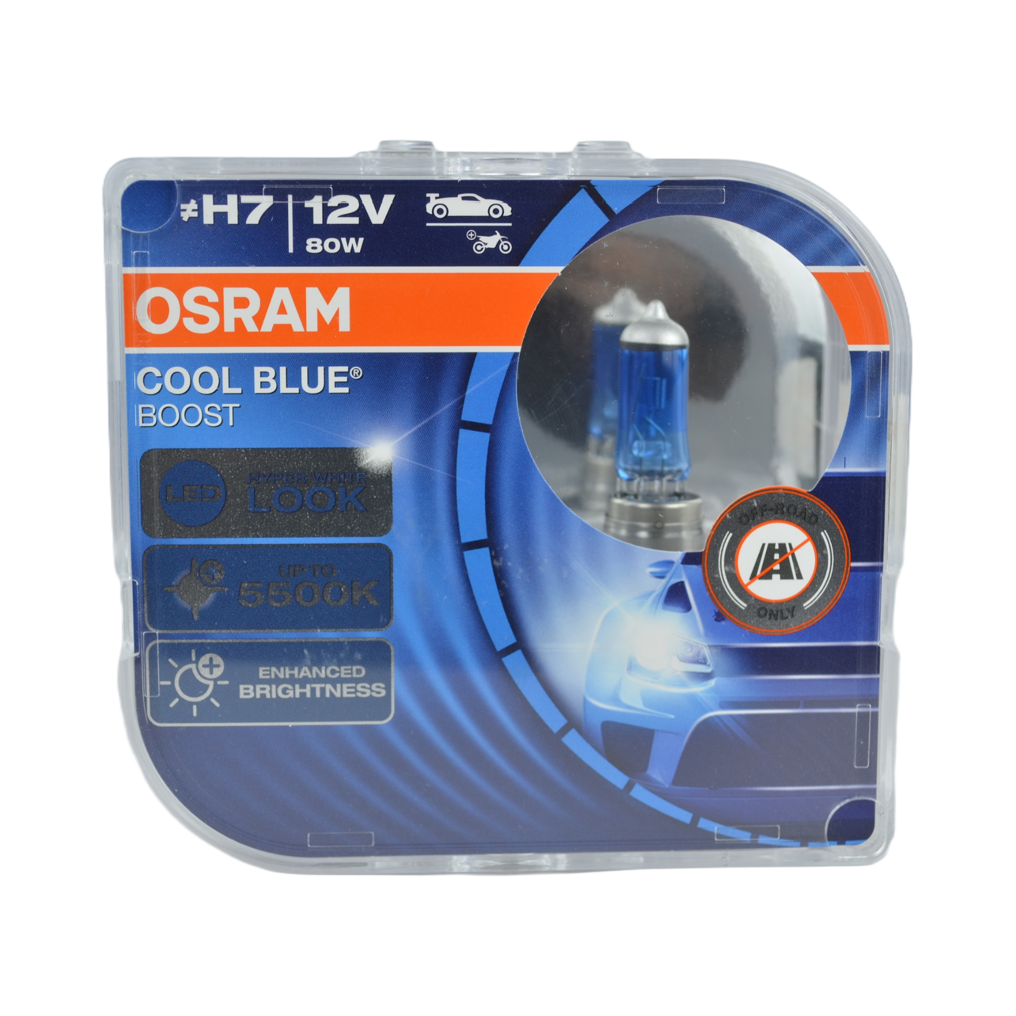 лампа галогеновая Н-7 OSRAM 80w (62210CBB-HCB) Cool Blue Boost к-т
