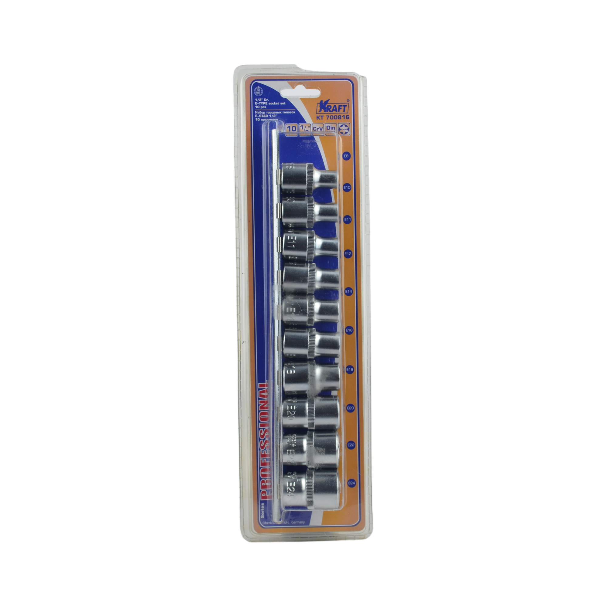 набор головок E-star 1/2 10 предм. KRAFT 700816